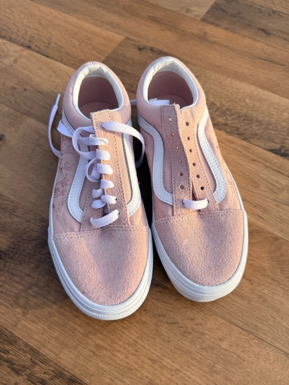 Vans Pink Suede Old Skool Sneakers with White Stripe